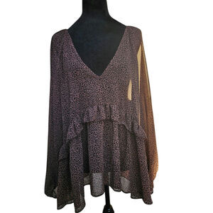 Asos Design Women Leopard Print Blouse Tunic Size 14